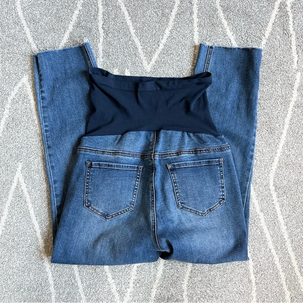 Indigo Blue Raw Hem Straight Leg Maternity Jeans - Picture 4 of 7